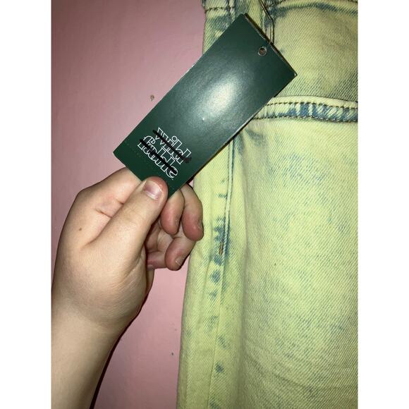 NWT Wild Fable yellow acid wash style Highest rise 90's straight jeans size 14 - Picture 4 of 8